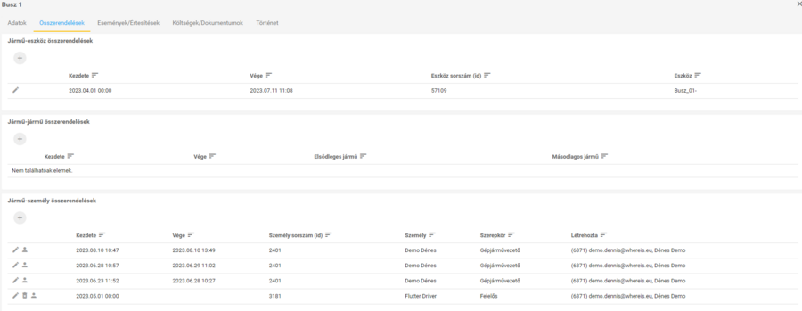 Jármű összerendelések Jármű összerendelések