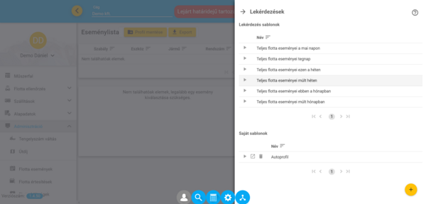 Események Lekérdezések Menüje Események Lekérdezések Menüje
