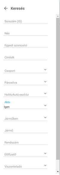 Kereső panel Kereső panel