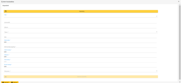 Költség módosítása Költség módosítása