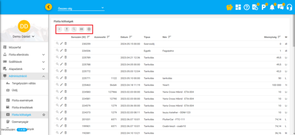 Műveleti gombok Műveleti gombok