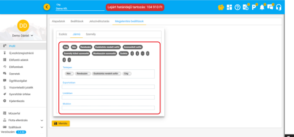 Megjelenítési beállítások Megjelenítési beállítások